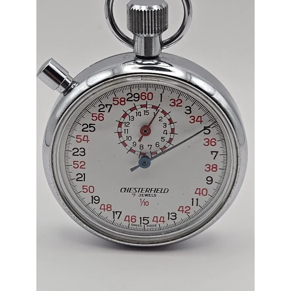 Vintage Chesterfield Swiss Mechanical Stopwatch 7 Jewel 1/10 Sport Timer